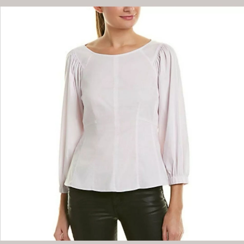 Rebecca Taylor Sateen Puffed Sleeve Blouse
